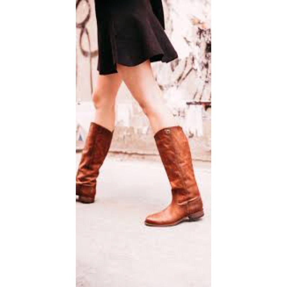 Frye Melissa Button 2 Redwood Leather Tall Boots - Picture 2 of 15